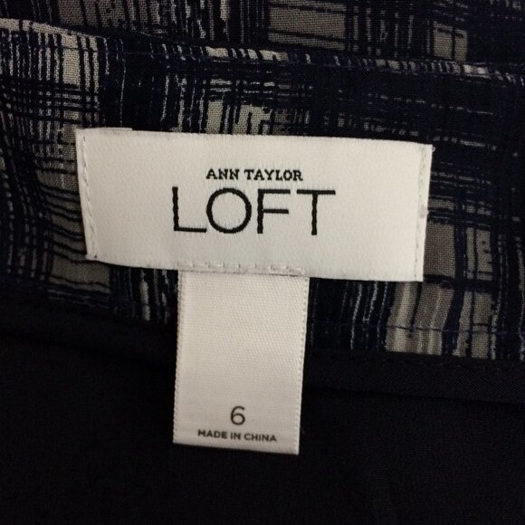 LOFT Skirt Blue Watercolor Print Chiffon Asymmetrical Front Pleat Knee 6 - Picture 2 of 5